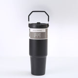 NNEDSZ Black 30oz 304 Stainless Steel Ice Cup with Handle - Portable Car and Travel Cup, Double Insulated, for Hot & Cold Drinks