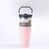 NNEDSZ Pink 30oz 304 Stainless Steel Ice Cup with Handle - Portable Car and Travel Cup, Double Insulated, for Hot & Cold Drinks