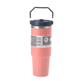 NNEDSZ Orange-pink 30oz 304 Stainless Steel Ice Cup with Handle - Portable Car and Travel Cup, Double Insulated, for Hot & Cold Drinks