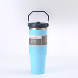 NNEDSZ Blue 30oz 304 Stainless Steel Ice Cup with Handle - Portable Car and Travel Cup, Double Insulated, for Hot & Cold Drinks