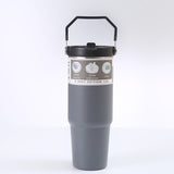 NNEDSZ Grey 30oz 304 Stainless Steel Ice Cup with Handle - Portable Car and Travel Cup, Double Insulated, for Hot & Cold Drinks