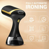 NNEDSZ Black Handheld Garment Steamer - Portable Mini Steam Iron for Home Use, Wrinkle Remover & Fabric Freshener, Small Travel-Friendly Iron for Clothes, Steam Spray Clothes Steamer