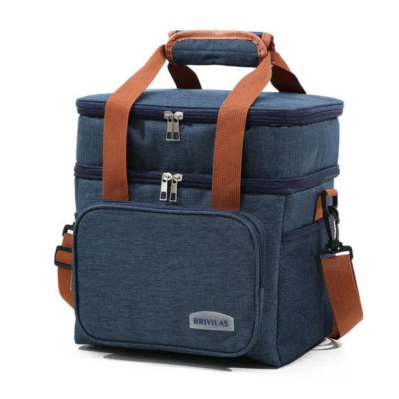 NNEDSZ Blue Large Capacity Lunch Bag - Dual-Layer Insulated Cooler Bag for Outdoor, Picnic, and Work Use