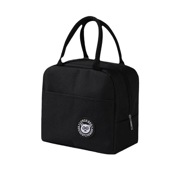 NNEDSZ Black Insulated Lunch Bag - Waterproof, Oil-Proof Bento Bag for Students and Workers, Thickened Aluminum Foil Lunch Carrier