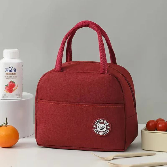 NNEDSZ Red Insulated Lunch Bag - Waterproof, Oil-Proof Bento Bag for Students and Workers, Thickened Aluminum Foil Lunch Carrier