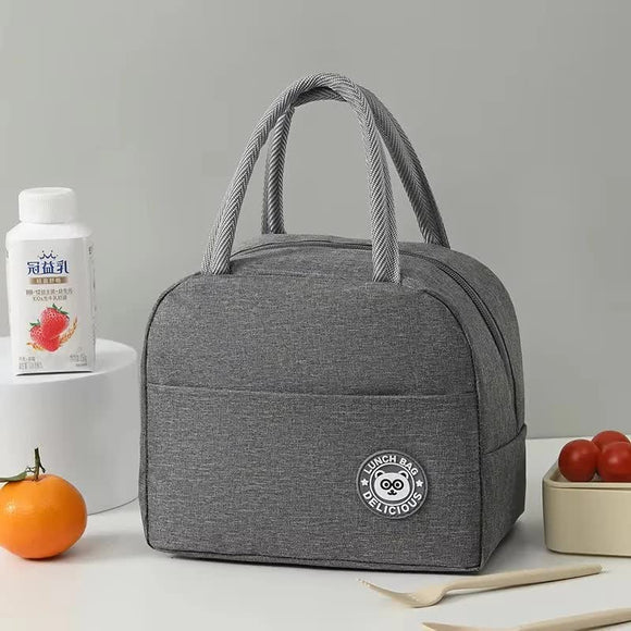 NNEDSZ Grey Insulated Lunch Bag - Waterproof, Oil-Proof Bento Bag for Students and Workers, Thickened Aluminum Foil Lunch Carrier