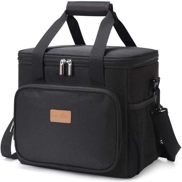 NNEDSZ Black Large Capacity Picnic Bag - Waterproof PEVA Insulated Cooler Bag, Outdoor, Car Use, and Shoulder Crossbody Thermo Bag