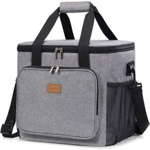 NNEDSZ Grey Large Capacity Picnic Bag - Waterproof PEVA Insulated Cooler Bag, Outdoor, Car Use, and Shoulder Crossbody Thermo Bag