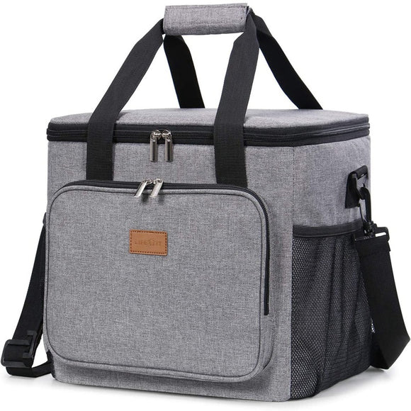 NNEDSZ Grey Large Capacity Picnic Bag - Waterproof PEVA Insulated Cooler Bag, Outdoor, Car Use, and Shoulder Crossbody Thermo Bag