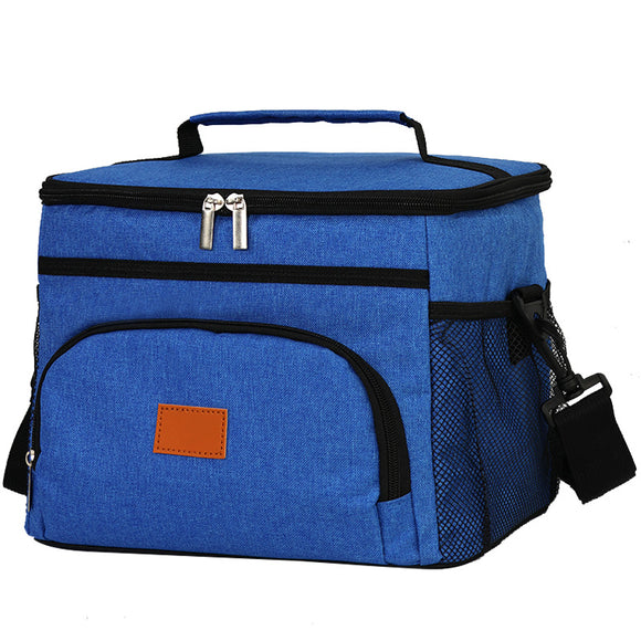 NNEDSZ Blue Large Capacity Picnic Bag - Waterproof PEVA Insulated Cooler Bag, Outdoor, Car Use, and Shoulder Crossbody Thermo Bag
