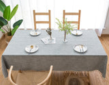 NNEDSZ 140x200cm Beige Striped Cotton Linen Embroidered Tassel Tablecloth - European & American Pastoral Style for Restaurants