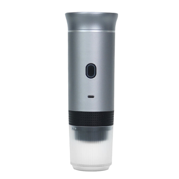 NNEDSZ Metallic Silver Portable Espresso Coffee Machine - Universal 3-in-1 Capsule, Coffee Powder, and Espresso Maker