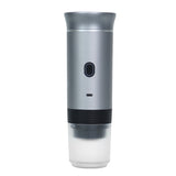 NNEDSZ Metallic Silver Portable Espresso Coffee Machine - Universal 3-in-1 Capsule, Coffee Powder, and Espresso Maker
