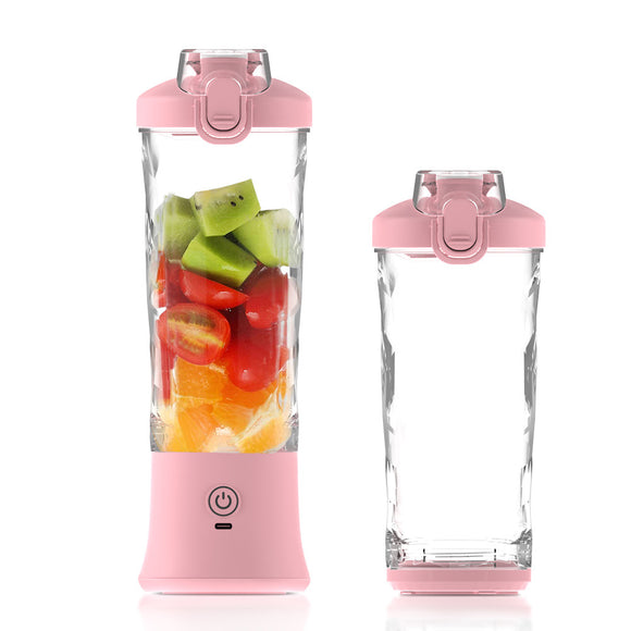 NNEDSZ Pink 600ml Large Capacity Juicer Cup - Rechargeable Portable Multifunctional Ice Crushing & Fruit Blender