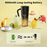NNEDSZ Black Portable Juicer Cup with Straw, USB Rechargeable 6-Blade Blender, Multi-Function Juice Maker for Travel and Outdoor Use