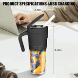 NNEDSZ Black Portable Juicer Cup with Straw, USB Rechargeable 6-Blade Blender, Multi-Function Juice Maker for Travel and Outdoor Use