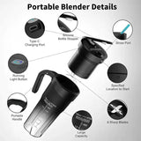 NNEDSZ Black Portable Juicer Cup with Straw, USB Rechargeable 6-Blade Blender, Multi-Function Juice Maker for Travel and Outdoor Use