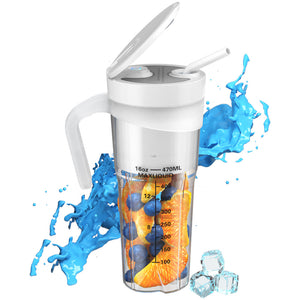 NNEDSZ White Portable Juicer Cup with Straw, USB Rechargeable 6-Blade Blender, Multi-Function Juice Maker for Travel and Outdoor Use