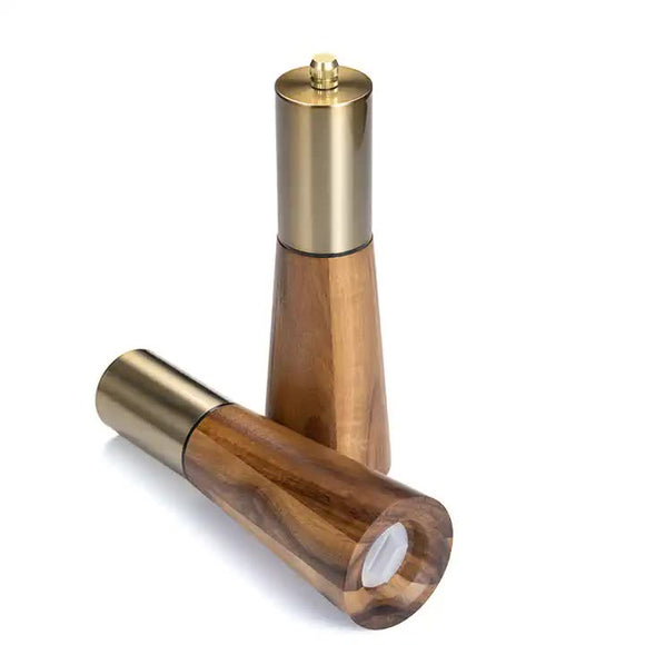 NNEDSZ Gold Acacia Wood Pepper Grinder, Manual Multi-Purpose Spice Mill, Kitchen Seasoning Tool