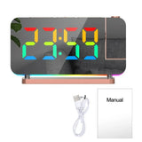 NNEDSZ Rose Gold RGB LED Projection Alarm Clock, Multi-Color Night Light with Snooze Function, Home Decor Digital Clock