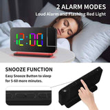 NNEDSZ Rose Gold RGB LED Projection Alarm Clock, Multi-Color Night Light with Snooze Function, Home Decor Digital Clock