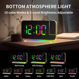 NNEDSZ Rose Gold RGB LED Projection Alarm Clock, Multi-Color Night Light with Snooze Function, Home Decor Digital Clock