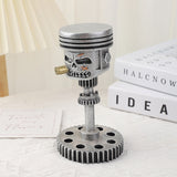 NNEDSZ Piston Skull Face Sculpture, Resin Gear Decor, Industrial Style Home Decoration