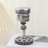 NNEDSZ Piston Skull Face Sculpture, Resin Gear Decor, Industrial Style Home Decoration