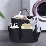 NNEDSZ Khaki Portable Picnic Basket, Foldable Outdoor Beach Basket with Handle, Multi-Use Storage and Wash Bag
