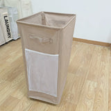 NNEDSZ Khaki Foldable Yoga Storage Basket, Oxford Fabric Laundry Hamper, Multi-Purpose Organizer for Toys and Bathroom Essentials