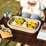 NNEDSZ Ivory Foldable Outdoor Picnic Basket with Lid and Tabletop, Camping Storage Box, Car-Friendly Organizer