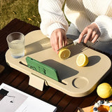 NNEDSZ Ivory Foldable Outdoor Picnic Basket with Lid and Tabletop, Camping Storage Box, Car-Friendly Organizer
