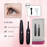NNEDSZ Black Electric Heated Eyelash Curler, Portable Makeup Tool for Long-Lasting Lift and Style
