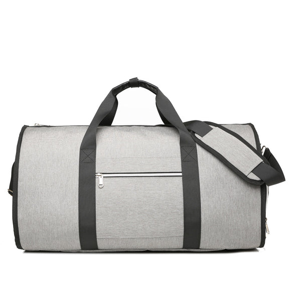 NNEDSZ Grey Multi-Functional Travel Duffel Bag with Suit Storage, Foldable Garment Bag for Business Trips