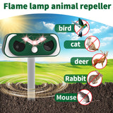 NNEDSZ Solar Powered Flame Lamp Animal Repeller - Ultrasonic Bird, Cat, Deer, Rabbit & Rodent Deterrent