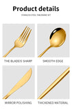 NNEDSZ Black Color Premium 24-Piece Stainless Steel Cutlery Set - Elegant Golden Steak Knife, Fork, and Spoon Set in Luxury Gift Box