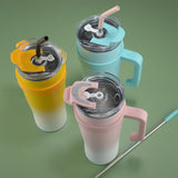NNEDSZ Pink 304 Stainless Steel 40oz Car Mug - Insulated Tumbler with Handle and Straw