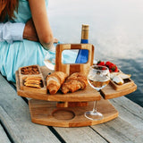NNEDSZ Sycamore Log Color Portable Wooden Picnic Table - Wine Glass & Snack Holder