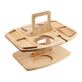 NNEDSZ Sycamore Log Color Portable Wooden Picnic Table - Wine Glass & Snack Holder