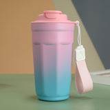 NNEDSZ Gradient Pink Color Insulated Tumbler 304 Stainless Steel Coffee Mug Portable Large Capacity Car Travel Cup