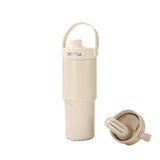 NNEDSZ Beige 316 Stainless Steel Insulated 730ml Tumbler with Straw - Dual-Drink Ceramic Liner Portable Car Cup