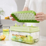 NNEDSZ Yellow Premium Large-Capacity Ice Cube Tray with Lid and Scoop - Perfect for Cocktails and Summer Drinks