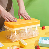 NNEDSZ Yellow Premium Large-Capacity Ice Cube Tray with Lid and Scoop - Perfect for Cocktails and Summer Drinks
