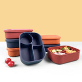 NNEDSZ Dark Orange Food-Grade Silicone Lunch Box - Microwave Safe Bento Box with Dividers & Airtight Seal