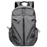 NNEDSZ Grey Business Casual Laptop Backpack with USB Charging Port - Travel, Work, and Student Use