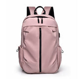 NNEDSZ Pink Business Casual Laptop Backpack with USB Charging Port - Travel, Work, and Student Use