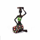 NNEDSZ Green European Resin African Woman Candle Holders - Decorative Tabletop Candle Stands for Coffee Bars & Home Decor