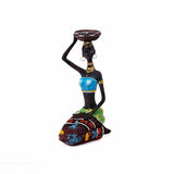 NNEDSZ Blue European Resin African Woman Candle Holders - Decorative Tabletop Candle Stands for Coffee Bars & Home Decor