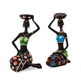NNEDSZ European Resin African Woman Candle Holders - Decorative Tabletop Candle Stands for Coffee Bars & Home Decor