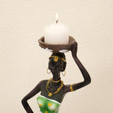 NNEDSZ European Resin African Woman Candle Holders - Decorative Tabletop Candle Stands for Coffee Bars & Home Decor